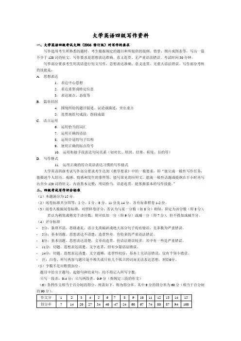 现代大学英语四级写作资料(1)
