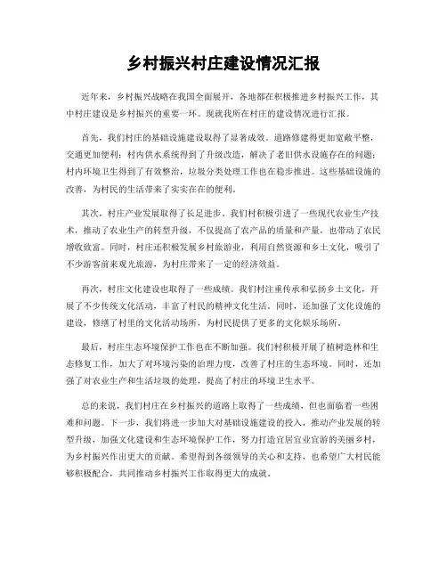乡村振兴村庄建设情况汇报