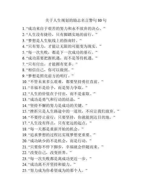 关于人生规划的励志名言警句80句