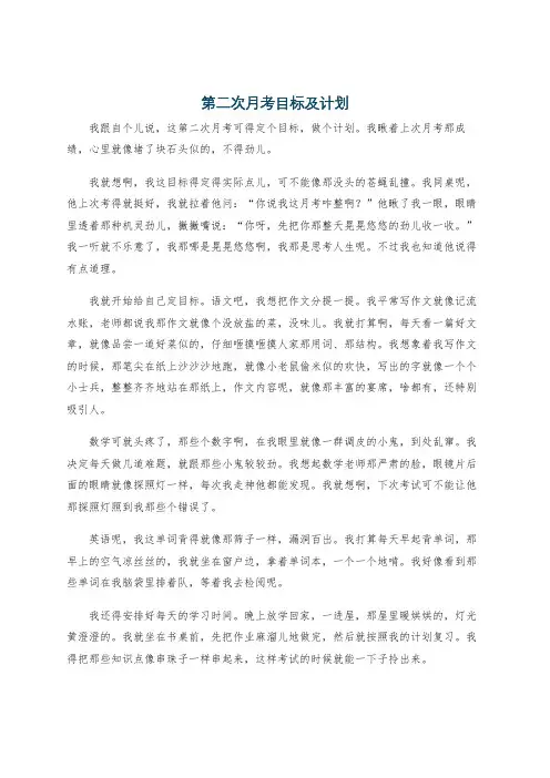 第二次月考目标及计划