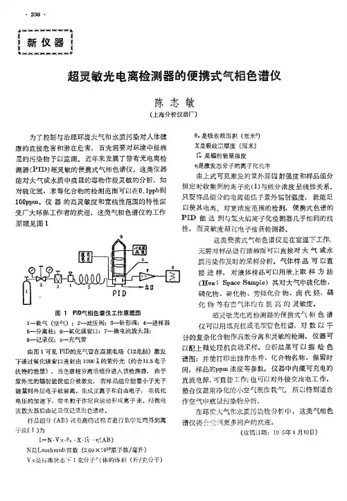 超灵敏光电离检测器的便携式气相色谱仪