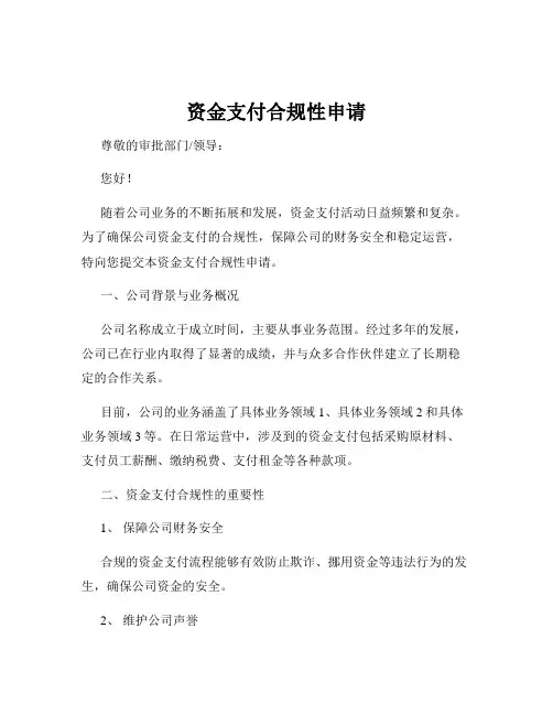 资金支付合规性申请