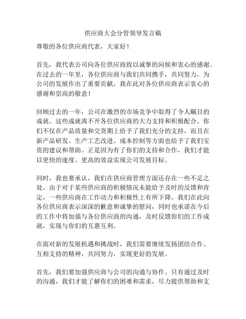 供应商大会分管领导发言稿