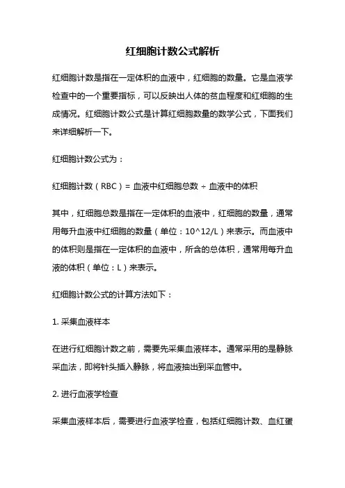红细胞计数公式解析