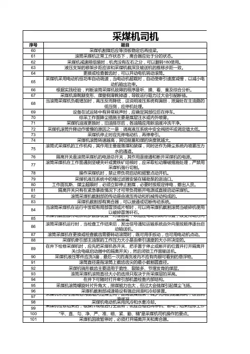 采煤机司机考试试题及答案