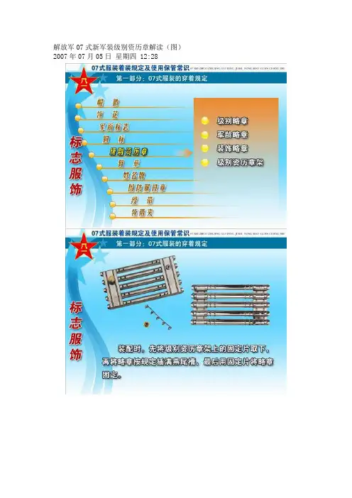 (带图)解放军07式新军装级别资历章解读