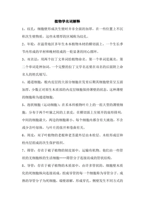 植物学名词解释