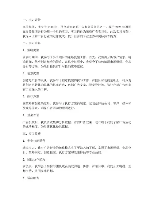 奥美实习报告