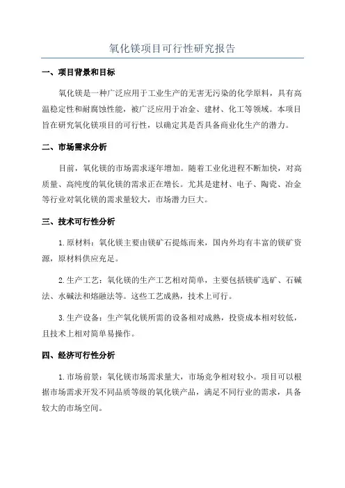 氧化镁项目可行性研究报告