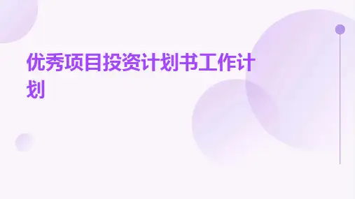 优秀项目投资计划书工作计划PPT
