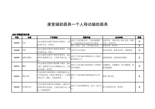 康复辅助器具—个人移动辅助器具