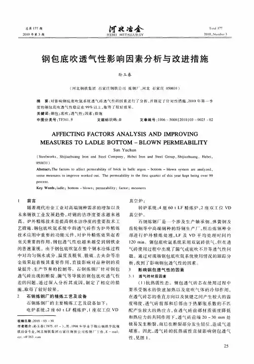 钢包底吹透气性影响因素分析与改进措施