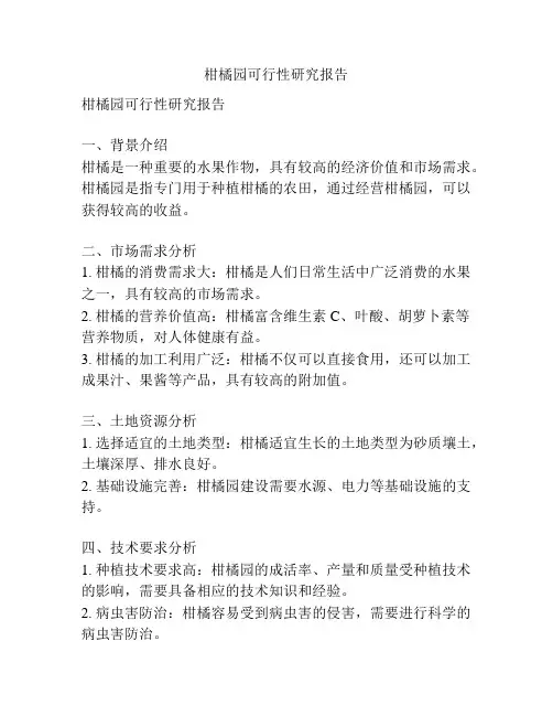 柑橘园可行性研究报告
