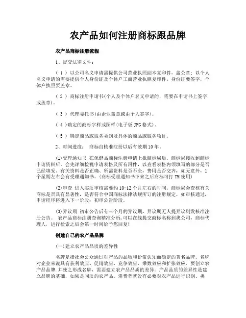 农产品如何注册商标跟品牌