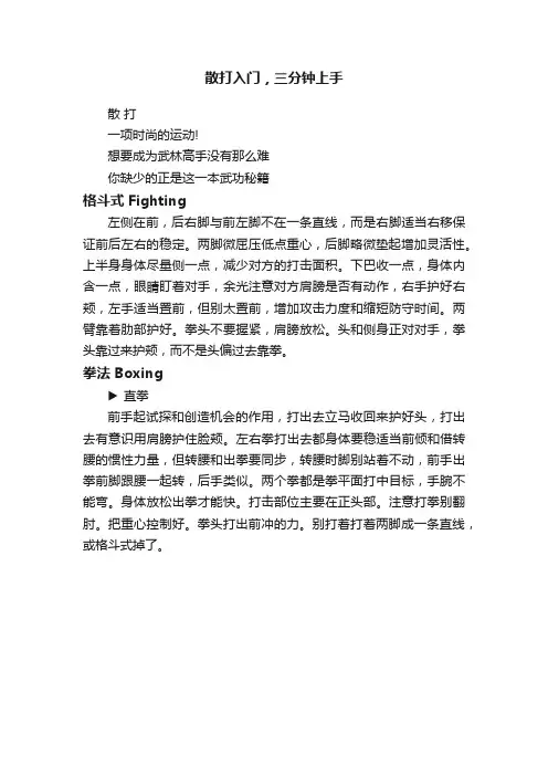 散打入门，三分钟上手