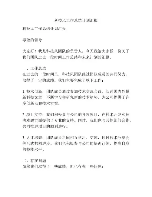 科技风工作总结计划汇报