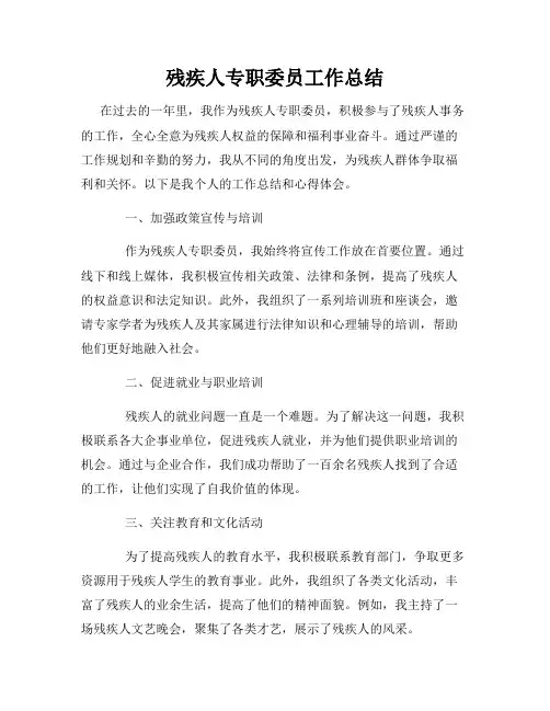 残疾人专职委员工作总结