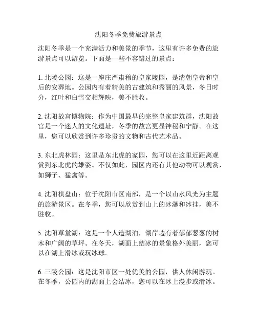 沈阳冬季免费旅游景点