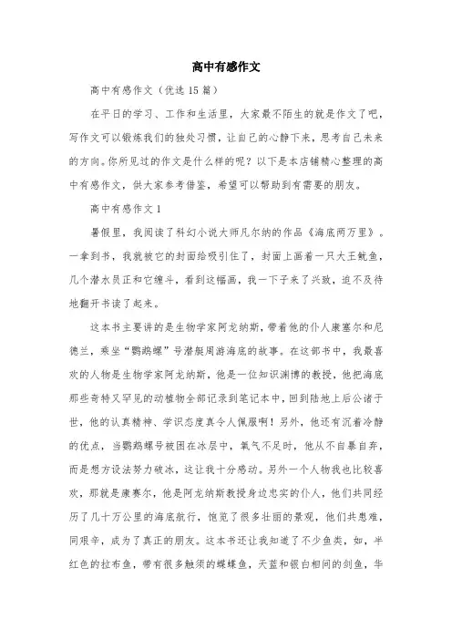 高中有感作文