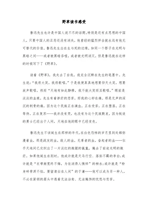 野草读书感受（六篇）