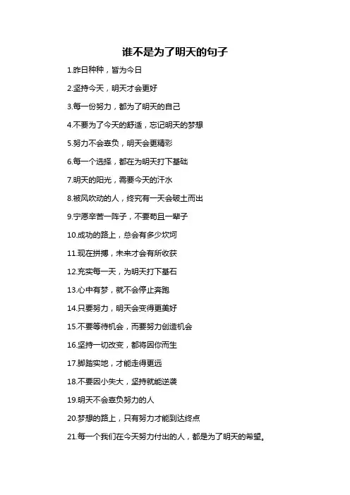 谁不是为了明天的句子-概述说明以及解释