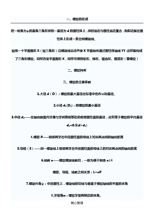 螺纹螺距及牙型角