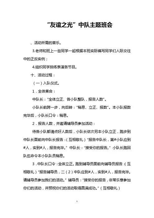 “友谊之光”中队主题班会