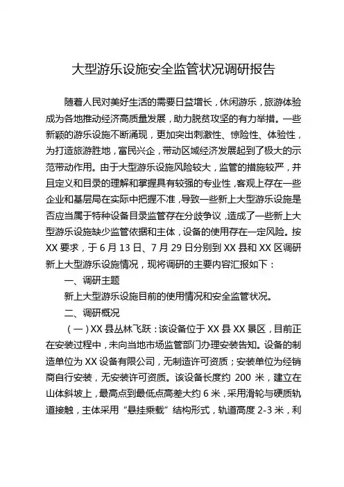 大型游乐设施安全监管状况调研报告