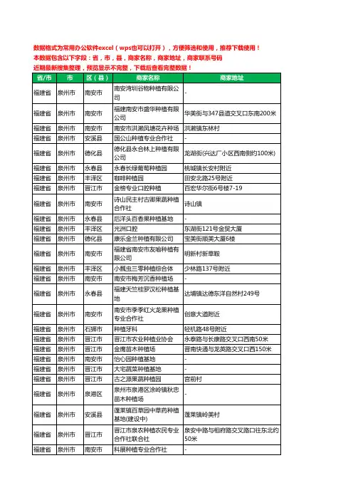 2020新版福建省泉州市种植工商企业公司商家名录名单黄页联系电话号码地址大全43家