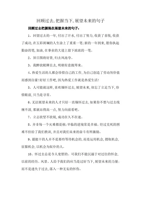 回顾过去,把握当下,展望未来的句子