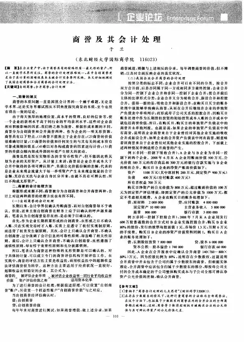 商誉及其会计处理