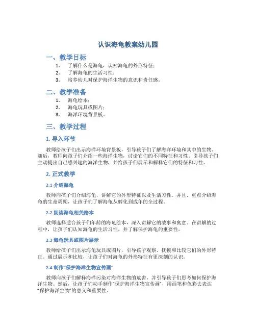 认识海龟教案幼儿园