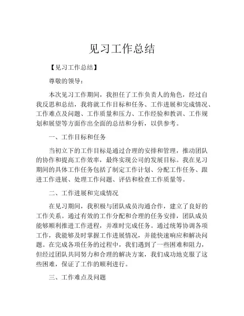 见习工作总结(精选10篇)