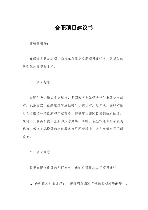 合肥项目建议书
