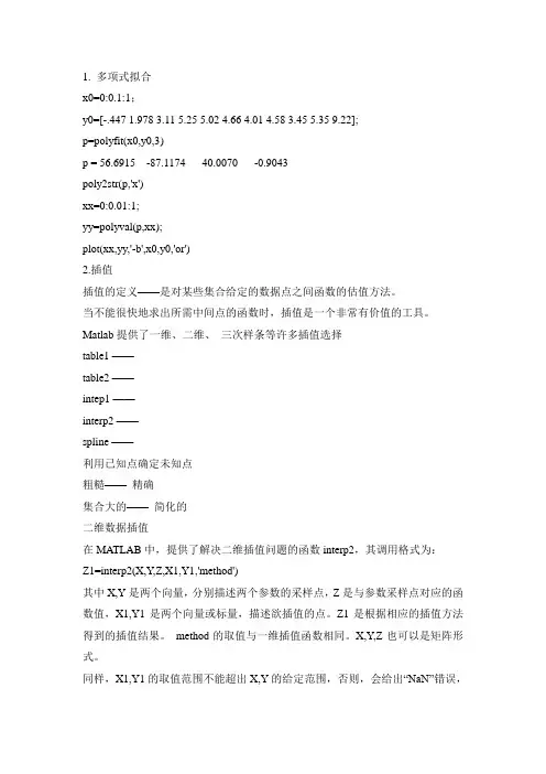 matlab4插值与拟合