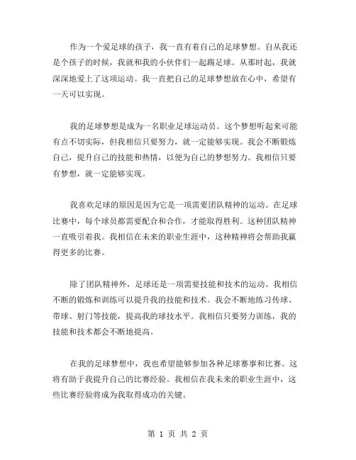 我的足球梦作文范文