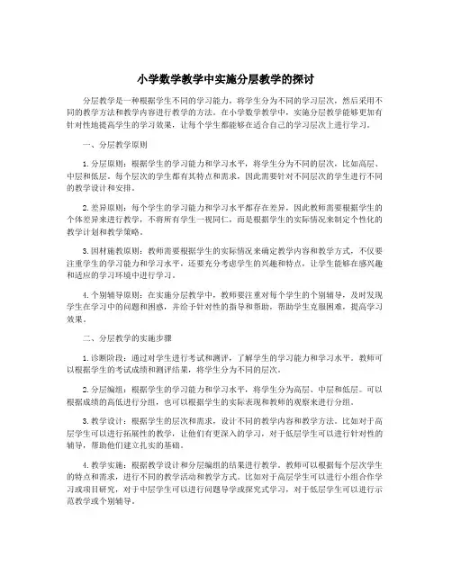 小学数学教学中实施分层教学的探讨