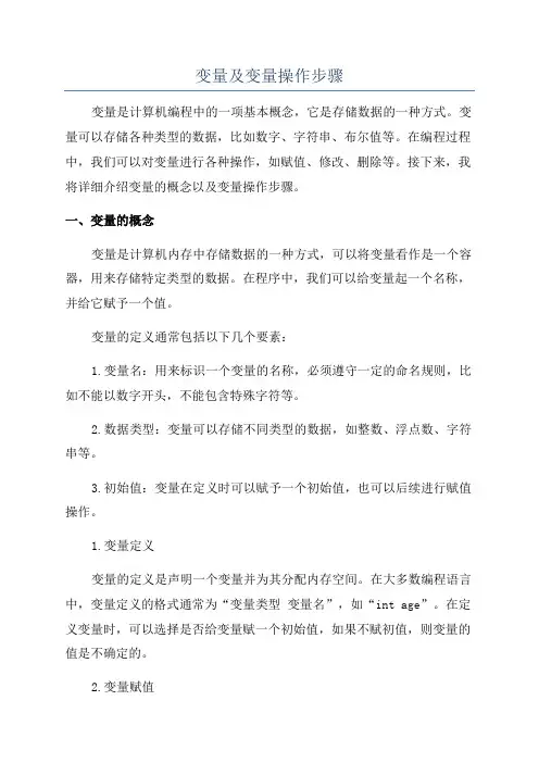 变量及变量操作步骤