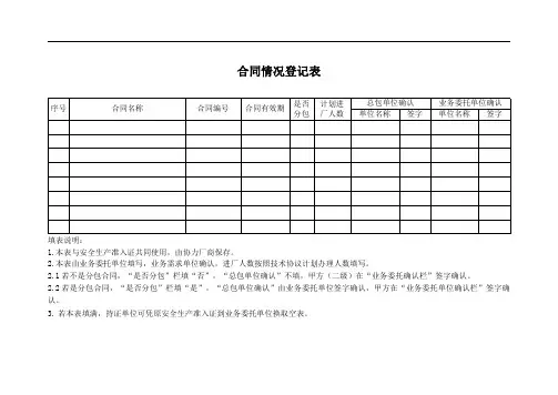 合同情况登记表