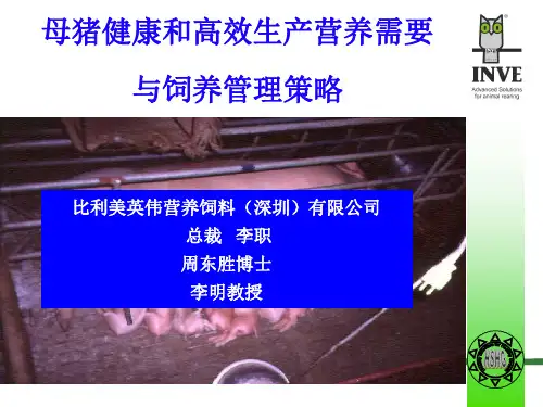 母猪健康和高效生产营养需要与饲养管理策略