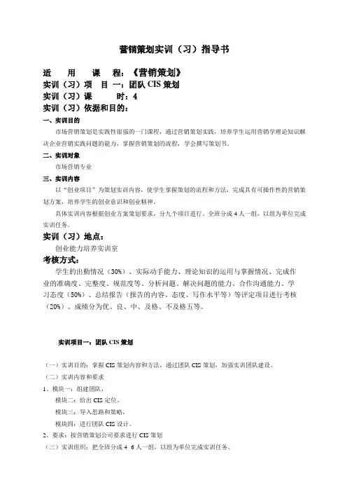营销策划实训指导书