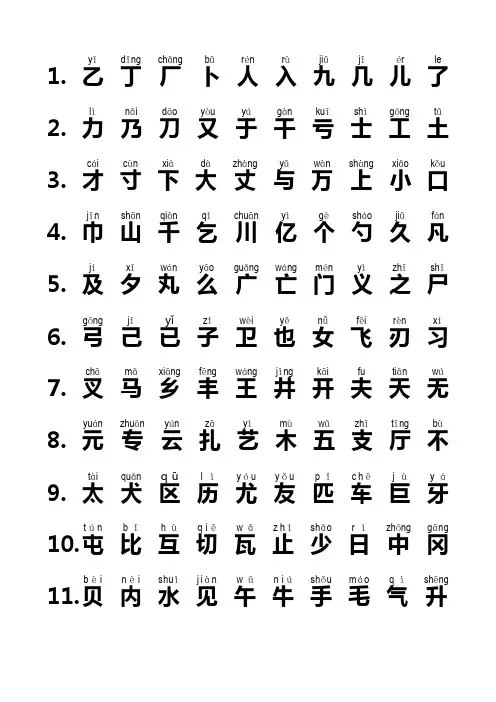 小学生必会2500个常用汉字(带拼音).