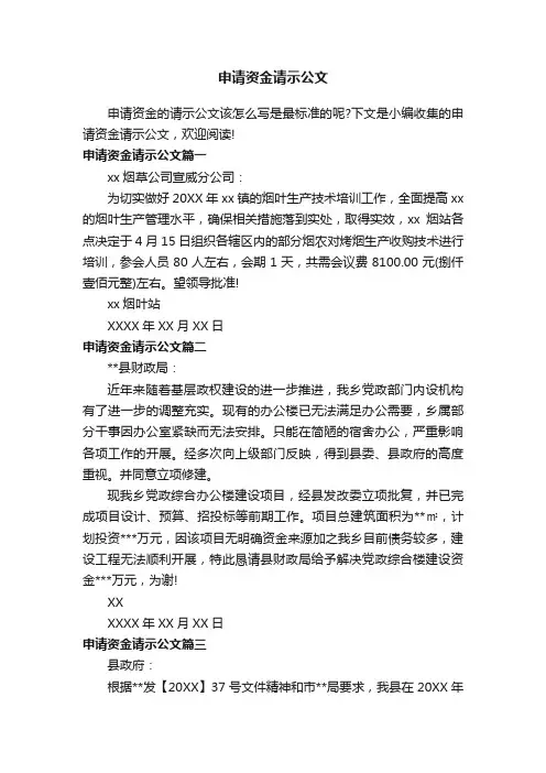 申请资金请示公文