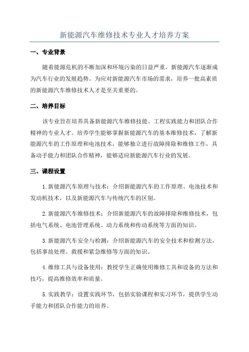 新能源汽车维修技术专业人才培养方案