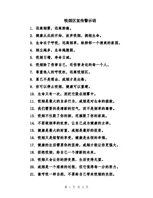 吸烟区宣传警示语