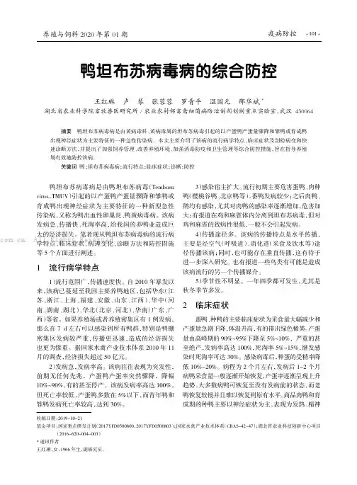 鸭坦布苏病毒病的综合防控