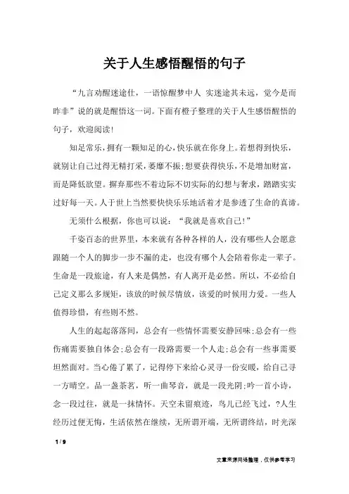 关于人生感悟醒悟的句子_人生感悟