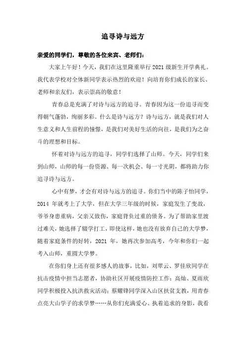 追寻诗与远方演讲稿