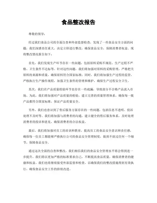 食品整改报告