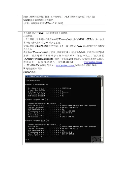 windows2003NLB群集配置(工作组和域)